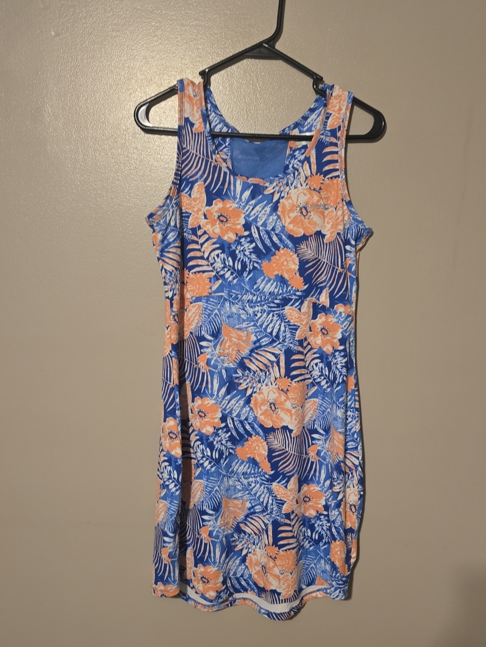 COLUMBIA STORMY BLUE FLORAL OMNI-FREEZE UPF50 PFG FREEZER III DRESS MEDIUM